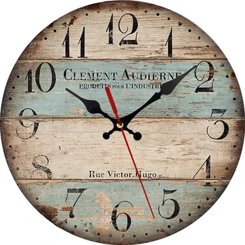 12-дюймовые старинные Деревянные настенные часы 30 см, современный дизайн, Деревенские Ретро-часы, украшение домашнего офиса, кафе, Большие настенные часы