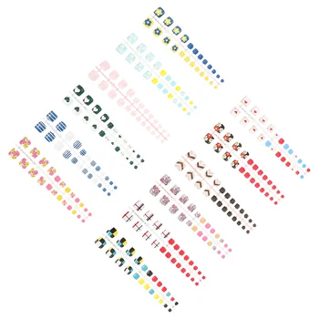 12 Комплектов квадратных накладных ногтей / 288шт Наклейки для ногтей Цветы Пластиковые искусственные кончики пальцев ног Полная Накладная детская