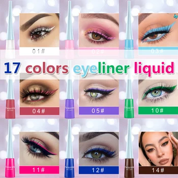 17 Цветов макияжа, красочная подводка для глаз, жидкая подводка для глаз, карандаш для глаз, матовый радужный цвет, водонепроницаемые инструменты длительного действия