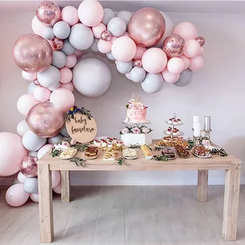 170 шт. Комплект гирлянд из воздушных шаров Розово-серая гирлянда из воздушных шаров для украшения свадьбы, Дня рождения