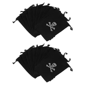 20 Шт Пиратская сумка на шнурке Реквизит для Хэллоуина Пластиковые Подарочные пакеты для конфет Мешочек для золотых монет