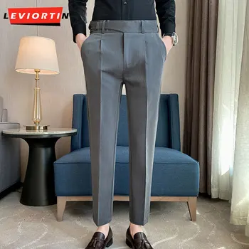 20223 Весенне-летние тонкие мужские повседневные брюки Уличное платье, официальные брюки для свадебной вечеринки, Офисные деловые официальные брюки