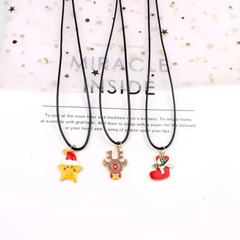 2024 Веселое Рождественское Ожерелье Эмаль Милая Звезда Рождественская Елка Санта Клаус Лось Кулон Ожерелье для Женщин Девочек Рождественский Подарок Ювелирные Изделия