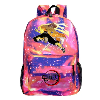 3D Аниме Demon Slayer Рюкзак с рисунком звезды, Дышащий Носимый школьный рюкзак для студентов кампуса, дорожная спортивная сумка для мальчиков и девочек Mochilas