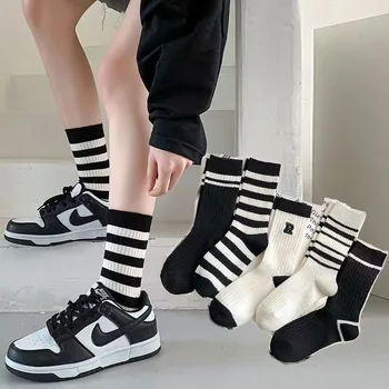 5 пар модных корейских носков в стиле харадзюку, уличного хип-хопа, полосатых носков для скейтборда, однотонных дышащих хлопчатобумажных носков