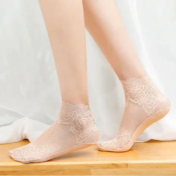 6 Пар розовых носков, удобные кружевные кроссовки для девочек, туфли-лодочки Miss Transparent Women 1