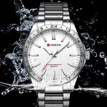 CURREN НОВЫЕ кварцевые аналоговые часы с браслетом из нержавеющей стали со светящимися стрелками Pagani Design Простые деловые наручные часы