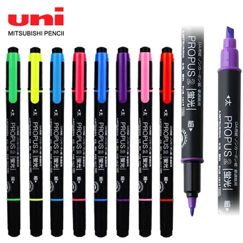 Japan UNI Marker PUS-101T Толстая и тонкая двусторонняя ручка-хайлайтер, маркер-хайлайтер, студенческие принадлежности, художественные канцелярские принадлежности