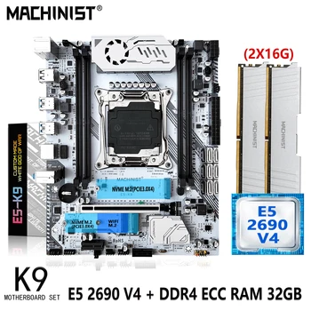 MACHINIST X99 Комплект материнской платы LGA 2011-3 Комплект Xeon E5 2690 V4 CPU Процессор 2pcsX16G = 32 ГБ Оперативной памяти DDR4 ECC Поддержка Nvme M.2 K9
