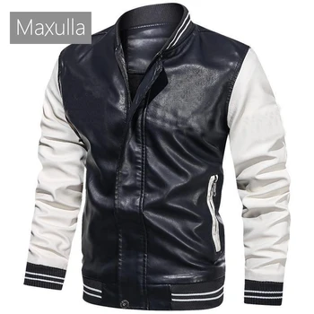 Maxulla Зимние мужские куртки из искусственной кожи, модные мужские мотоциклетные кожаные пальто, повседневное флисовое теплое байкерское кожаное пальто, мужская брендовая одежда