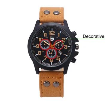 Military Leather Date Quartz Analog Men'S Quartz Wrist Watches Men'S Watches часы мужские наручные RelóGio Masculino Zegarek MęS