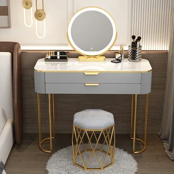 Nordic Ins Туалетный столик Стул с зеркалом Столик для макияжа Туалетный столик Мебель для спальни Современные роскошные домашние комоды