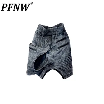 PFNW Весенне-летние мужские мешковатые модные Асимметричные винтажные брюки Tide Длиной до колен с карманами для галстука-красителя, повседневные брюки с эластичным поясом 12A7239
