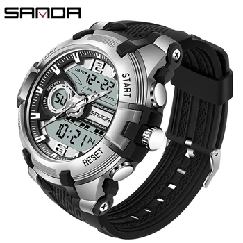 SANDA Мужские Военные часы G Style Брендовые Спортивные Часы LED Digital 50M Водонепроницаемые Часы С Датой Мужские Часы Relogio Masculino
