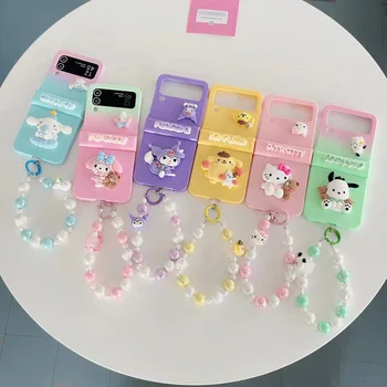Sanrio Hello Kitty my melody розовый милый браслет Чехол для телефона Samsung Galaxy Z Flip 3 Жесткий ПК Задняя Крышка для Z Flip 4 Чехол Чехол