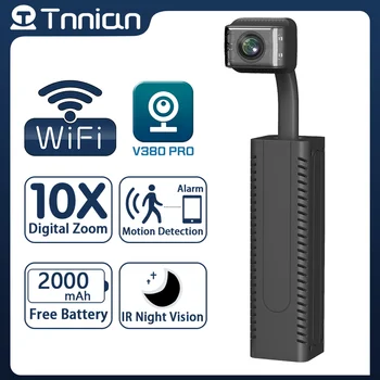 Tnnian 5-мегапиксельная мини-камера WIFI, встроенная батарея 2000 мАч, Обнаружение движения, IP-камера видеонаблюдения 1080P, V380 PRO