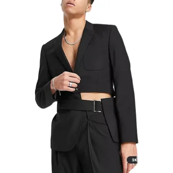 XS-6XL 2023 Мужская Женская Одежда Модное Прогулочное Шоу Deconstruct Черный Нерегулярный Дизайн Выдалбливают Костюм Блейзер Костюмы больших размеров