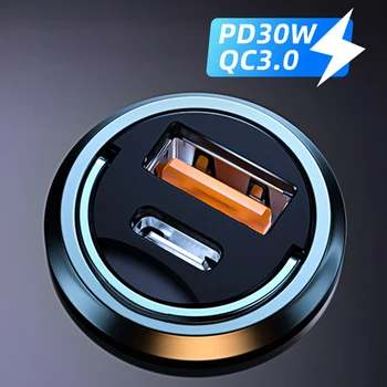 Автомобильное зарядное устройство USB C мощностью 30 Вт для быстрой зарядки QC3.0 SCP AFC /FCP PD Type C Quick Truck Adapter для iPhone 14 Samsung HUAWEI