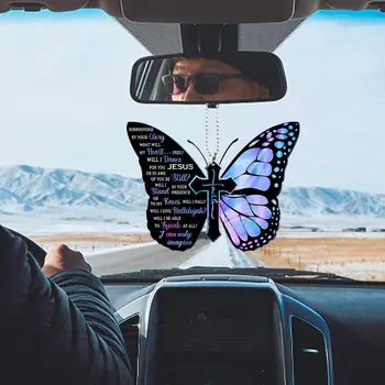Автомобильные аксессуары, Новая креативная подвеска-бабочка в виде креста, Автомобильный Амулет для зеркала заднего вида, подвеска-украшение в виде Сказочной бабочки