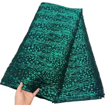 Африканская кружевная ткань 2023 зеленого цвета, высококачественное кружево, Золотая парча, кружевная вышивка, Французская жаккардовая кружевная ткань для пошива Нигерийского платья