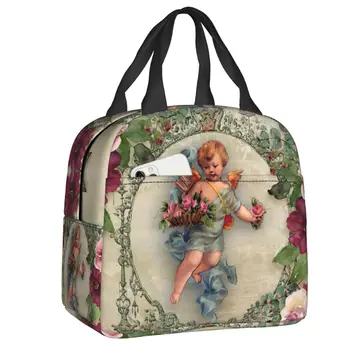 Винтажная сумка для ланча в викторианском стиле с изображением Ангела, женская сумка-холодильник, термоизолированный ланч-бокс для детей, школьные Рабочие сумки для еды, сумки для пикника