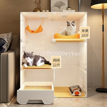 Встроенные прозрачные клетки для кошек на вилле, ящик для кошачьего туалета, ограждение для кошек, шкаф для кошек с закрытым туалетом, домик для домашних кошек 1