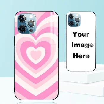 Гипнотический чехол для телефона Pink Hearts Girls для iPhone 15 14 13 12 Mini 11 Pro Max X XR XS 7 8 со стеклянной крышкой в подарок девушке