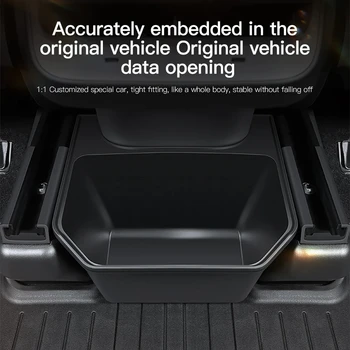 Для Tesla 2022 2023, модель Y, TPE, Ящик для хранения на задней центральной консоли, Органайзер, коробка с крышкой, Мусорное ведро под сиденьем, автомобильные аксессуары