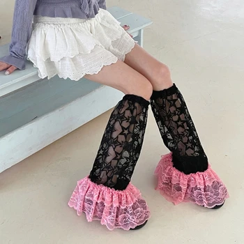Женские сетчатые кружевные гетры, Летние прозрачные носки с длинными штанинами, уличная одежда Y2K