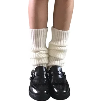 Женские трикотажные гетры 2023, зимняя грелка, однотонный / полосатый эластичный чехол для ног, Повседневные защитные гетры в простом стиле