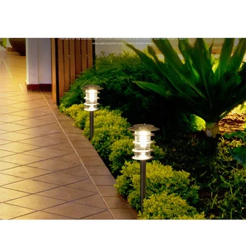 Жестяная наружная Солнечная лампа для лужайки, современный Светодиодный Водонепроницаемый садовый светильник для внутреннего дворика, виллы на крыльце 4