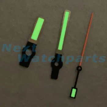 Зеленые светящиеся наборы стрелок с тремя стрелками для часов с механизмом NH35A / NH36A B23