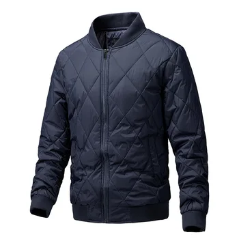 Зимнее новое хлопчатобумажное пальто Мужская одежда на молнии, однотонное хлопчатобумажное пальто со стоячим вырезом, трендовая Корейская повседневная универсальная куртка