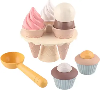 Игровой набор для Торта и Мороженого из 2 предметов - Игрушка для Мороженого на пляже, Пляжные Игрушки для Мороженого, Прохладные Летние Формы Для Мороженого Яркого цвета, Формы для Кексов