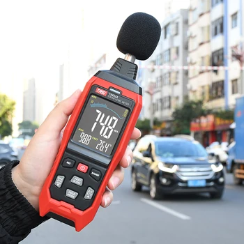 Измеритель уровня звука, децибел 30 дБ ~ 130 дБ, приборы для измерения шума с измерителем температуры, ветрозащитные шумомеры