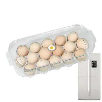 Контейнер для яиц в холодильнике Прозрачный Штабелируемый лоток для яиц, 16 прорезей с крышкой и ручкой, Подставка для ящиков для яиц в холодильнике для дома и отеля