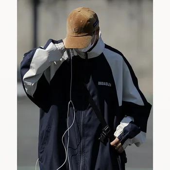 Корейская повседневная Мужская куртка с вышивкой Бейсбольные пальто 2023 Весна Осень Мужская уличная мода Верхняя одежда для улицы Свободная Мужская одежда