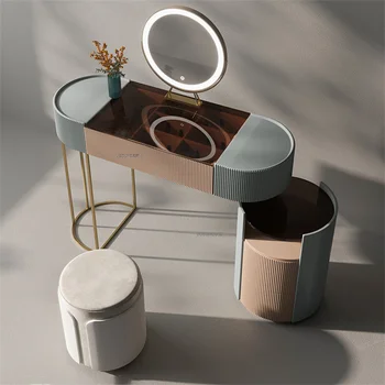 Креативный дизайн Комоды для мебели спальни Современный туалетный столик с зеркальным шкафом для хранения Встроенный косметический столик
