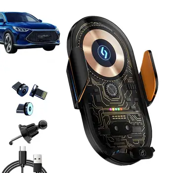 Кронштейн для беспроводной зарядки, автоматическое крепление для телефона в автомобиле, Электрический держатель для телефона, Магнитный кронштейн для быстрой зарядки мобильного телефона в автомобиле