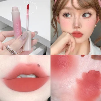 Матовый телесный Розово-красно-коричневый блеск для губ, Водостойкий, стойкий, с антипригарным покрытием, Бархатная жидкая помада для губ, Корейский макияж, оттенок для губ