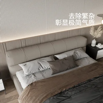Мебель для спальни кожаная кровать итальянская минималистичная мягкая сумка современные легкие роскошные японские татами 2