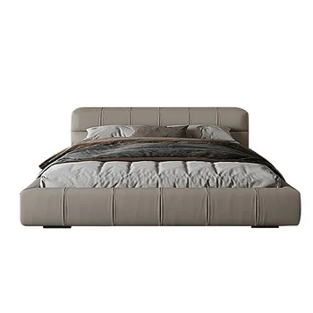 Мебель для спальни кожаная кровать итальянская минималистичная мягкая сумка современные легкие роскошные японские татами 4
