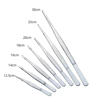 Медицинские пинцеты с прямой головкой из нержавеющей стали, противоскользящие, длинные прямые пинцеты толщиной 12,5-30 см, твердые медицинские инструменты 3