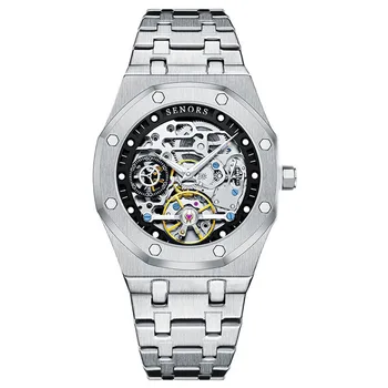 Модные Механические часы Мужские Автоматические часы-скелет Наручные часы из нержавеющей стали, светящиеся водонепроницаемые часы Relogios Masculino