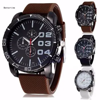 Модные мужские часы B36D с большим циферблатом и силиконовой резинкой, спортивные аналоговые наручные часы, новые