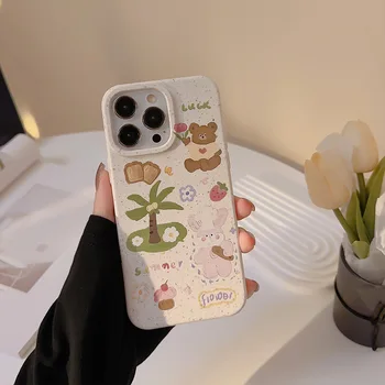 Модный мультяшный Чехол для телефона с кроликами из кокосовой пальмы для iPhone 14 13 12 11 Pro Max PLUS Mini X XS XR 7 8 SE 2020 Anti-drop shell