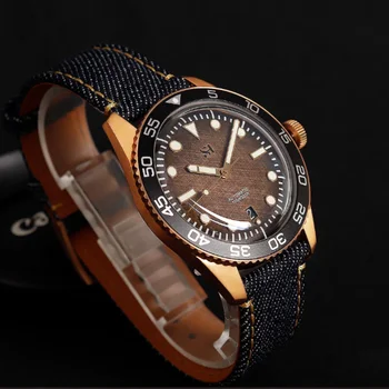 Мужские часы Cronos SH Bronze с автоматическим сапфировым куполообразным стеклом PT5000, циферблат из дерева, кожаный ремешок 42 мм, водонепроницаемость 10 АТМ 2