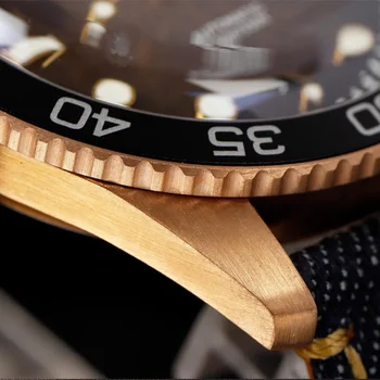 Мужские часы Cronos SH Bronze с автоматическим сапфировым куполообразным стеклом PT5000, циферблат из дерева, кожаный ремешок 42 мм, водонепроницаемость 10 АТМ 4