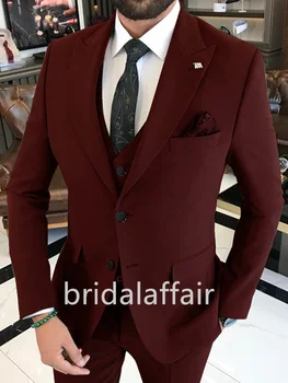 Мужской костюм Bridalaffairr, Повседневные Смокинги Из 2 частей Для Свадебного Бизнеса (Блейзер + брюки), Приталенный Костюм Жениха, Модный Британский