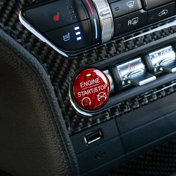 Наклейка на кнопку запуска и остановки двигателя автомобиля из углеродного волокна для Ford Mustang 2015 - 2022 3